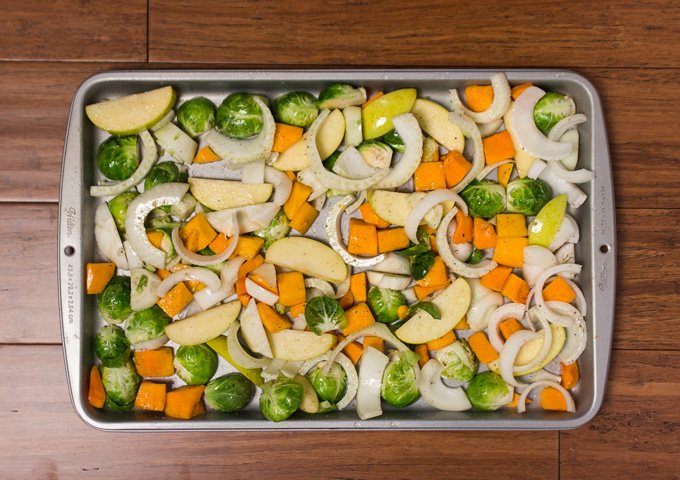 Fall Sausage + Apple Sheet Pan Dinner